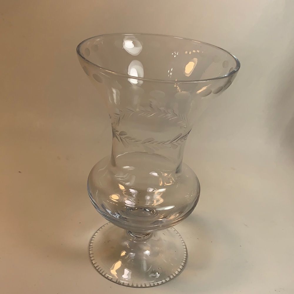 Cordial Brandy Vase Glass Original Hand Made Decorated 5 Inches Tall Detailed